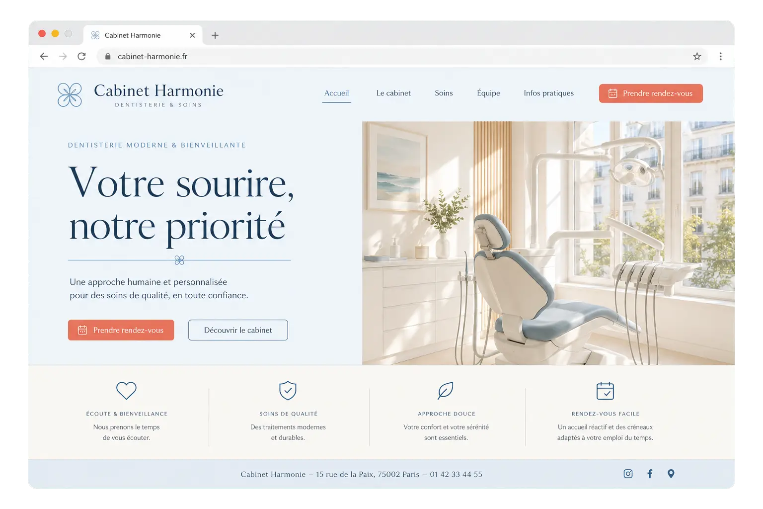 Aperçu du modèle de site Cabinet Harmonie