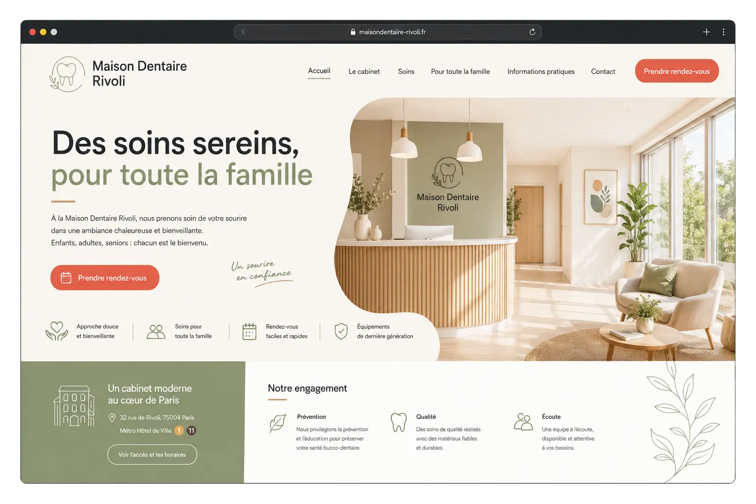 Modèle de site Maison Dentaire Rivoli